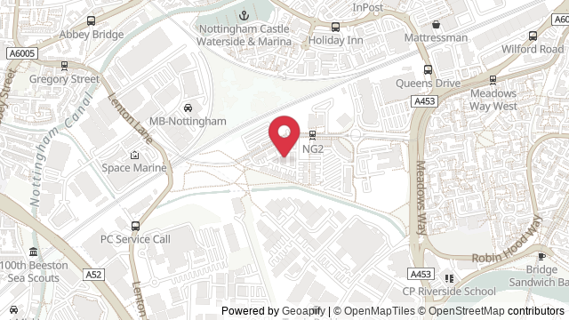 Map showing the location of Nottingham Theory Test Centre