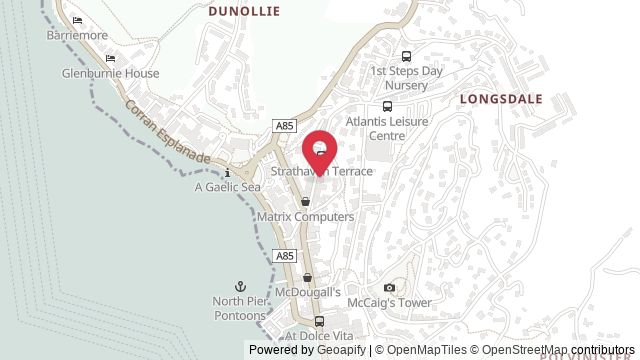 Map showing the location of Oban Theory Test Centre