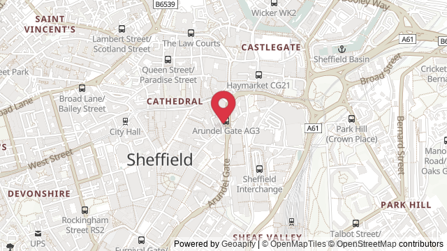 Map showing the location of Sheffield Theory Test Centre
