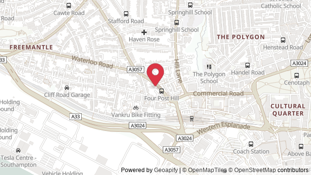 Map showing the location of Southampton Theory Test Centre