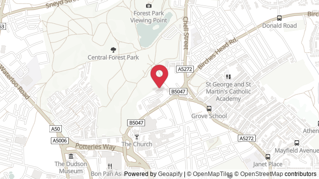 Map showing the location of Stoke-on-Trent Theory Test Centre