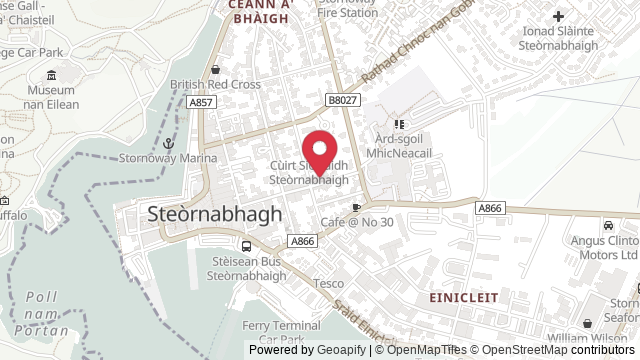 Map showing the location of Stornoway Theory Test Centre