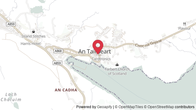 Map showing the location of Tarbert (Isle of Harris) Theory Test Centre
