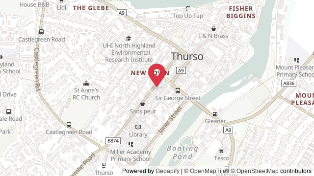Map showing the location of Thurso Theory Test Centre