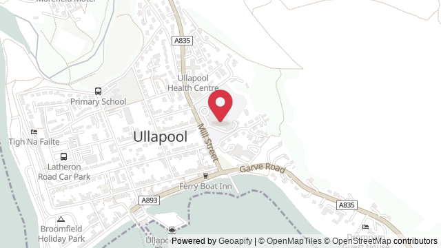 Map showing the location of Ullapool Theory Test Centre
