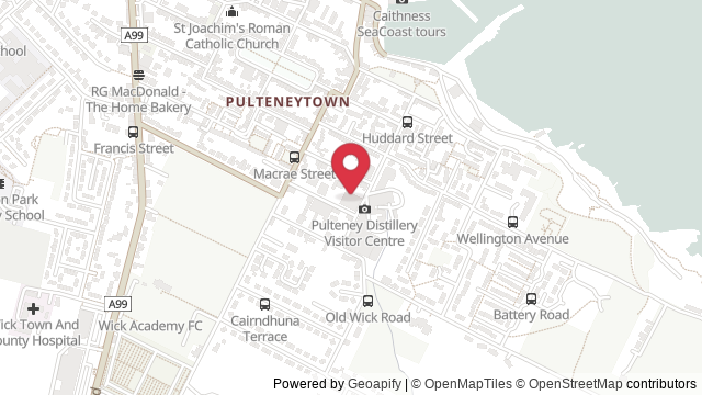 Map showing the location of Wick Theory Test Centre