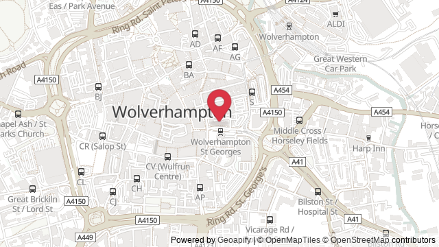 Map showing the location of Wolverhampton Theory Test Centre