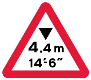 Maximum headroom of 14'-6'' at hazard ahead