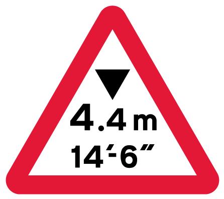 Maximum headroom of 14'-6'' at hazard ahead